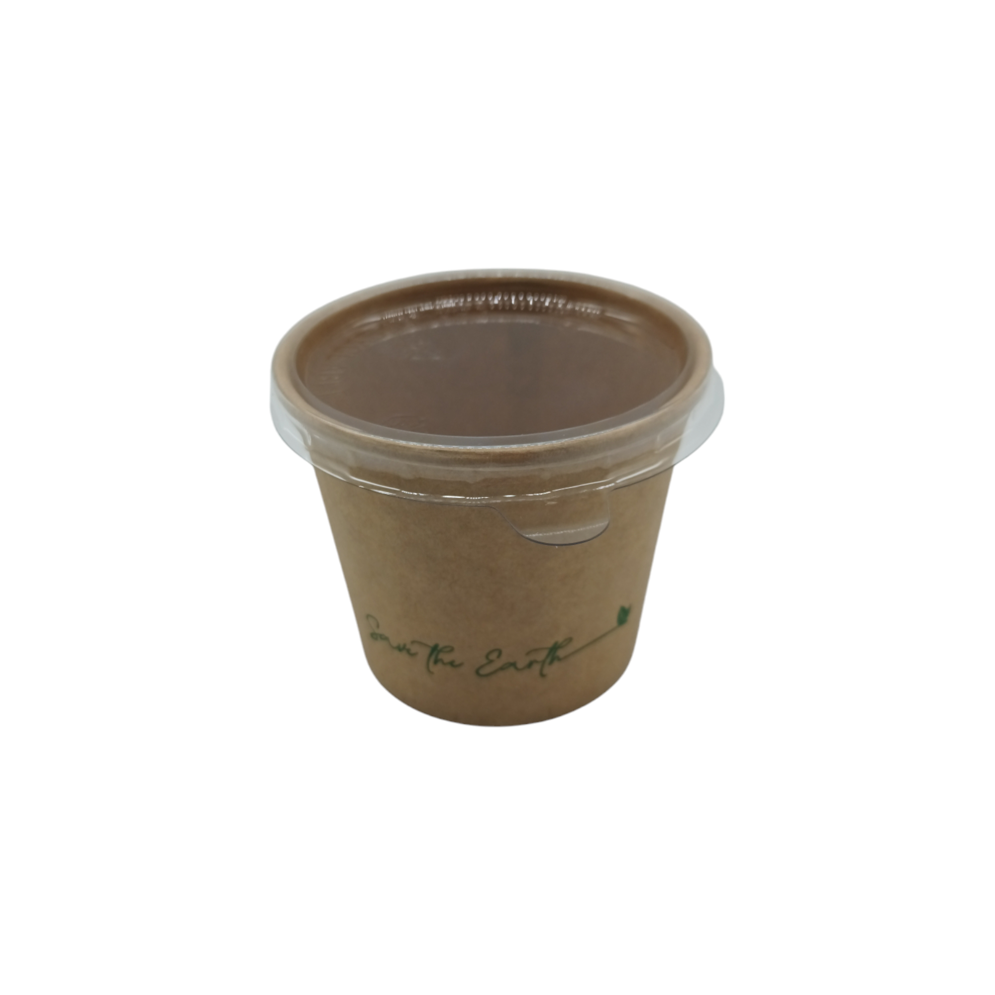 Pot à sauce / Verrine de 120 ml en carton kraft brun avec couvercle en plastique RPET